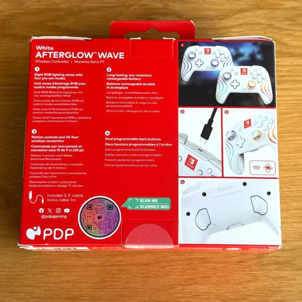 Nintendo Switch™ Afterglow Wave Wireless Controller Advanced RGB Lighting, White